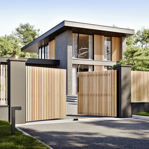 Portail battant - ANIAN - Kostum - coulissant / en aluminium / en bois