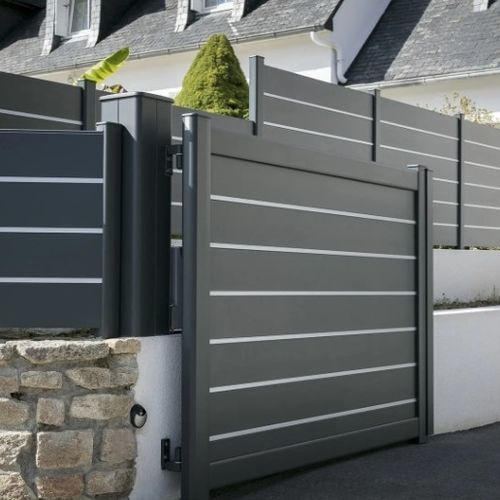 Clôture à lames - ESKELL - Kostum - de jardin / en aluminium / pleine