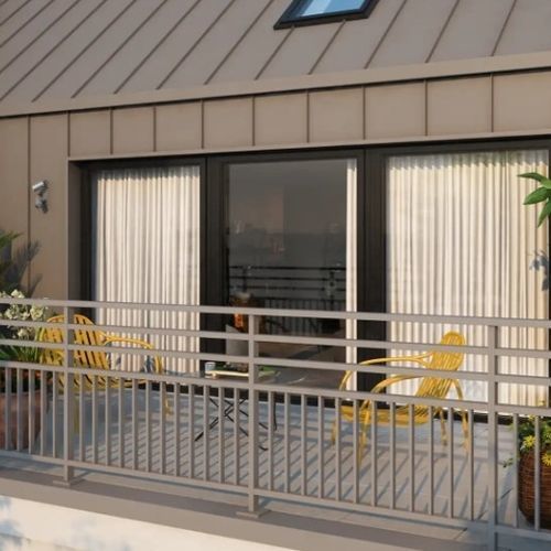 Garde-corps en aluminium - ENVEL - Kostum - à panneaux / d'extérieur / pour terrasse
