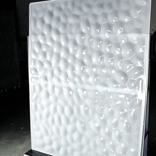 Panneau en verre trempé - FROSTED CONVEX AERO - Nathan Allan Glass Studios Inc - 3D / opaque