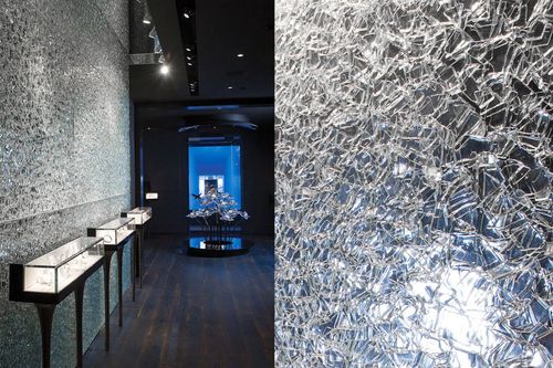 Panneau en verre de sécurité - JOSIAH J : CRACKLE - Nathan Allan Glass Studios Inc - feuilleté / à motif / translucide