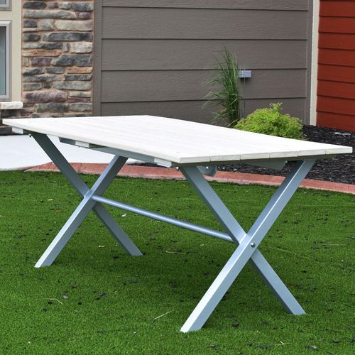Table de pique-nique contemporaine - JENA  - Madrax/Thomas Steele - en ipé / en plastique recyclé / avec piètement en acier thermolaqué