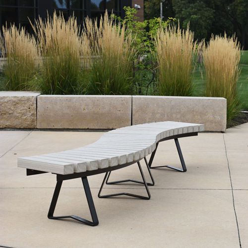 Banc public contemporain - OLBRICH - Madrax/Thomas Steele - en plastique recyclé / en ipé / avec dossier