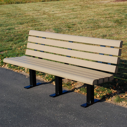 Banc public contemporain - WALDEN™ - Madrax/Thomas Steele - en ipé / en acier galvanisé / en acier à revêtement par poudre