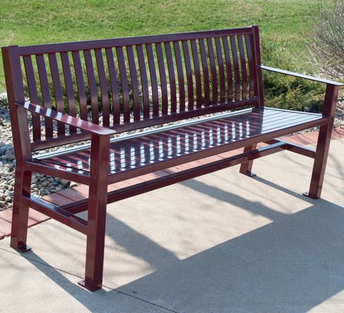 Banc public contemporain - LIVINGSTON™  - Madrax/Thomas Steele - en plastique recyclé / en acier à revêtement par poudre / en ipé