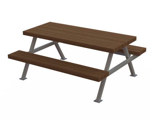 Table de pique-nique contemporaine - MONONA  - Madrax/Thomas Steele - en plastique recyclé / en ipé / avec piètement en acier galvanisé