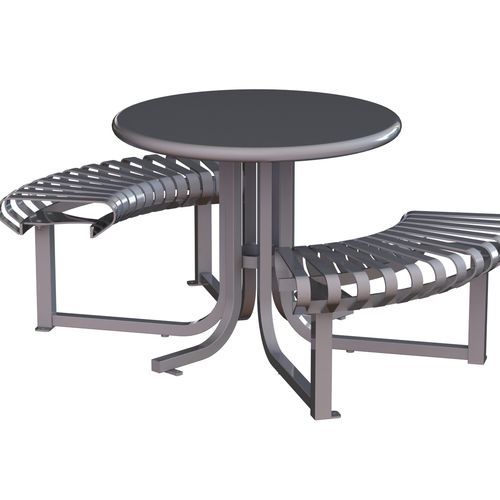 Table de pique-nique contemporaine - CARNIVAL™ - Madrax/Thomas Steele - en acier à revêtement par poudre / avec piètement en acier à revêtement par poudre / ronde