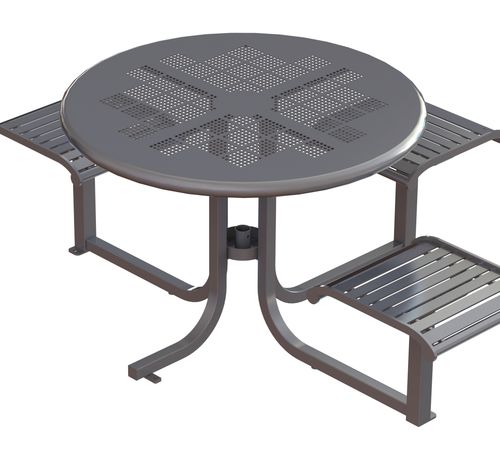 Table de pique-nique contemporaine - LANGDON - Madrax/Thomas Steele - en ipé / en tôle perforée / en plastique recyclé