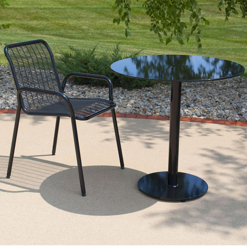Table bistrot contemporaine - TERRACE - Madrax/Thomas Steele - en acier à revêtement par poudre / avec piètement en acier / ronde