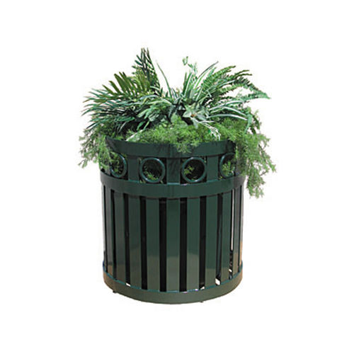 Jardinière en bois - GRAMERCY™ - Madrax/Thomas Steele - en plastique recyclé / en acier à revêtement par poudre / ronde