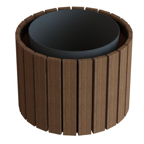Jardinière en bois - WALDEN™ - Madrax/Thomas Steele - en plastique recyclé / en acier à revêtement par poudre / ronde