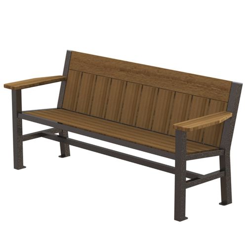 Banc public contemporain - MONONA - Madrax/Thomas Steele - en plastique recyclé / en acier galvanisé / en acier à revêtement par poudre