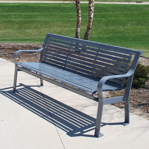 Banc public contemporain - CARNIVAL - Madrax/Thomas Steele - en acier à revêtement par poudre / avec dossier / sans dossier