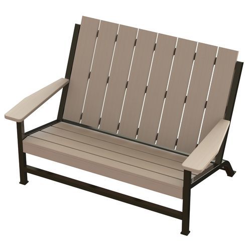 Banc public contemporain - MONONA TWIN  - Madrax/Thomas Steele - en plastique recyclé / en acier galvanisé / en acier à revêtement par poudre