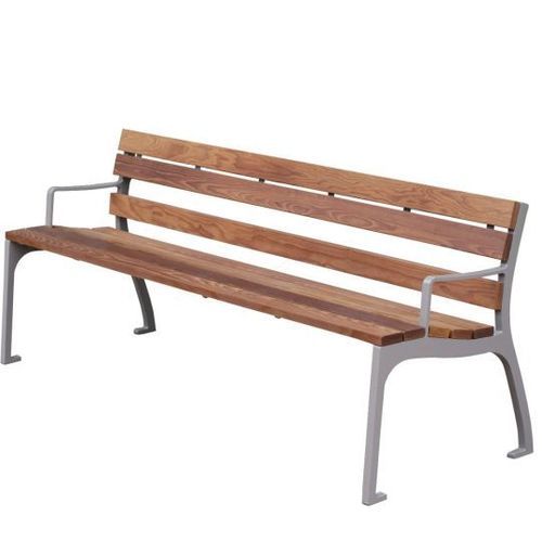 Banc de jardin en bois massif - MIDVALE - Madrax/Thomas Steele - en matières recyclées / en acier / avec dossier