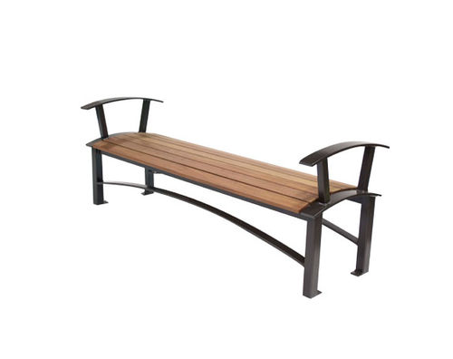 Banc public contemporain - ASHTON™  - Madrax/Thomas Steele - en plastique recyclé / en ipé / avec dossier