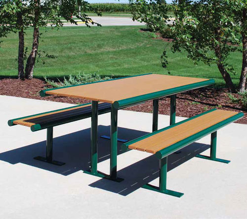 Table de pique-nique contemporaine - FAIRWAY™ - Madrax/Thomas Steele - en plastique recyclé / en ipé / avec piètement en acier à revêtement par poudre