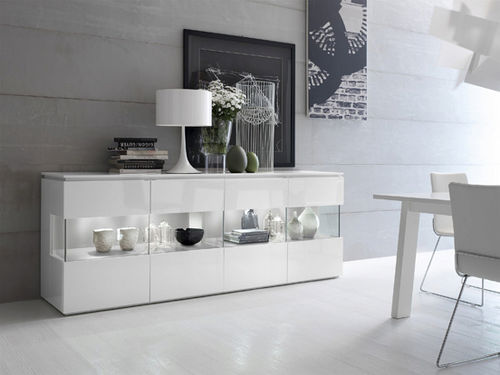Buffet contemporain - TRILOCY - Le Monde Wood - en bois / en bois laqué / en verre