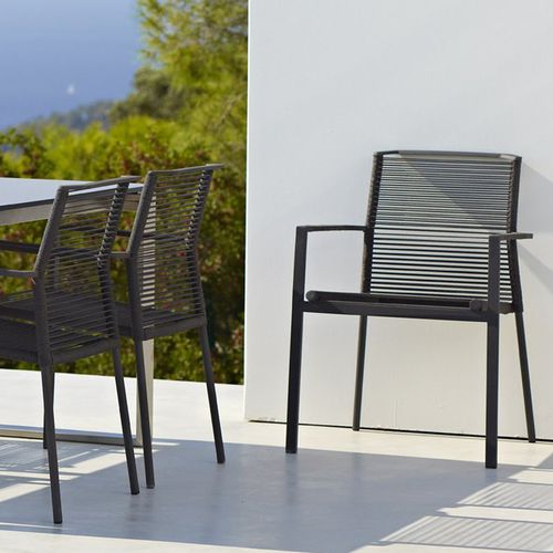 Chaise de salle à manger contemporaine - EDGE - Cane-line A/S - de jardin / en corde / avec piètement en aluminium