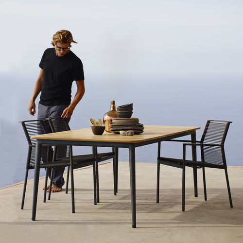 Table à manger contemporaine - CORE : 5027, 5028, 5029 - Cane-line A/S - en teck / en aluminium / avec piètement en aluminium