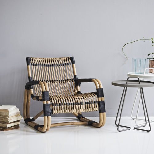 Fauteuil contemporain - CURVE : 7402 - Cane-line A/S - en rotin / en rotin / gris