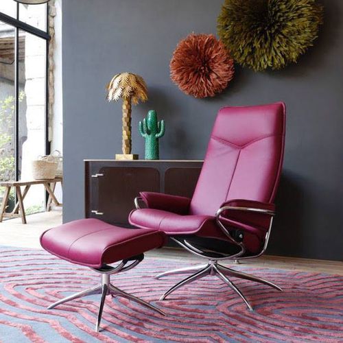Fauteuil contemporain - CITY - Ekornes - en cuir / en tissu / en acier