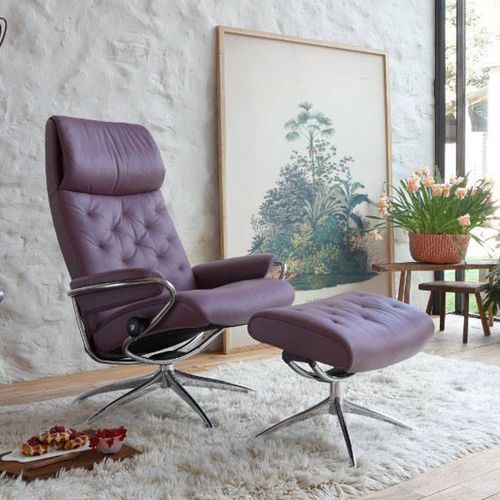 Fauteuil contemporain - METRO - Ekornes - en cuir / en tissu / avec repose-pieds