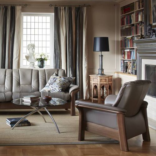 Fauteuil contemporain - WINDSOR - Ekornes - en cuir / en bois / inclinable