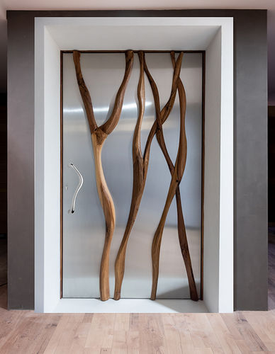 Porte d'entrée - N&Eacute;O - ATELIER BERTOLI  Design Production - en noyer / en inox / battante