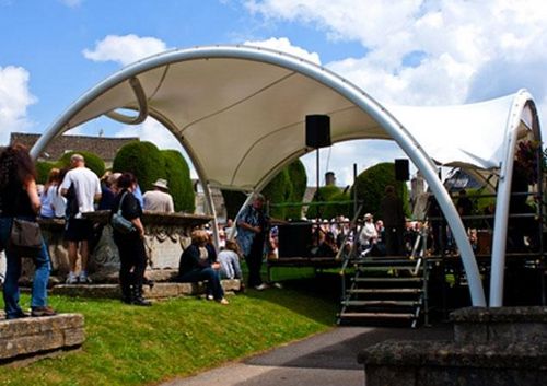 Structure tendue auvent - BARREL : HOOP - Fabric Architecture - sur ossature métallique / pour marquise / avec membrane en pvc