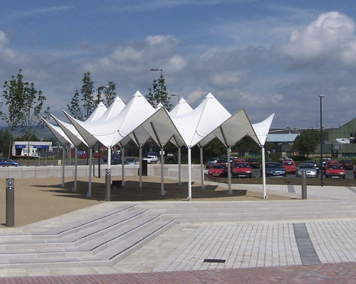 Structure tendue auvent - PAGODA : MULTI - Fabric Architecture - sur ossature métallique / pour abri / avec membrane en pvc