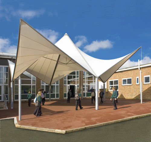 Structure tendue auvent - PAGODA : EVO - Fabric Architecture - sur ossature métallique / pour marquise / avec membrane en pvc
