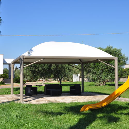 Gazebo en acier galvanisé - Cicogna Ambra - SPRECH S.r.l. - en tissu ignifuge / en polycarbonate / toit en toile