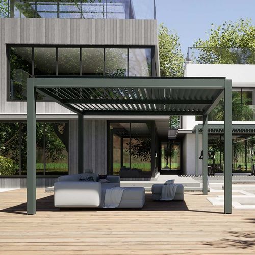 Pergola autoportée - QBox Easy - SPRECH S.r.l. - adossée / en aluminium / en acier inoxydable