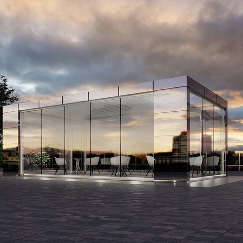 Pergola autoportée - QBox Mirror - SPRECH S.r.l. - en aluminium / en acier / en verre