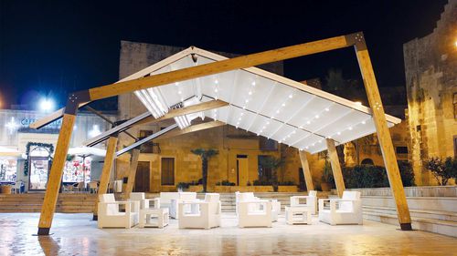Pergola autoportée - Liama Est - SPRECH S.r.l. - en bois / en acier galvanisé / couverture en toile