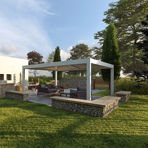 Pergola autoportée - QBox Giza - SPRECH S.r.l. - adossée / en aluminium / en acier galvanisé