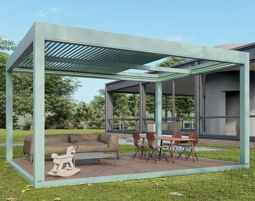 Pergola autoportée - QBox Smart - SPRECH S.r.l. - adossée / en aluminium / en acier