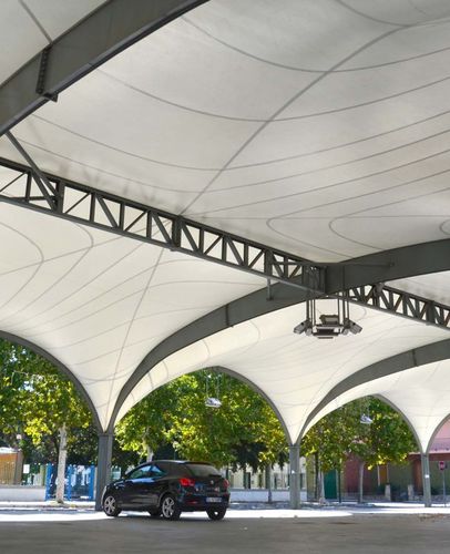Structure tendue sur ossature métallique - Cross Vault - SPRECH S.r.l. - à arche / pour couverture / avec membrane en polyester