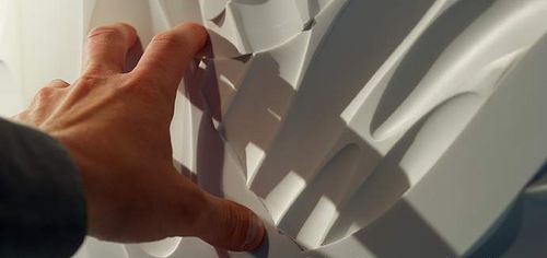 Panneau décoratif mural - THE O-SCOPE EXHIBIT  - Dupont Building and Construction - en Corian® / en bois massif / 3D