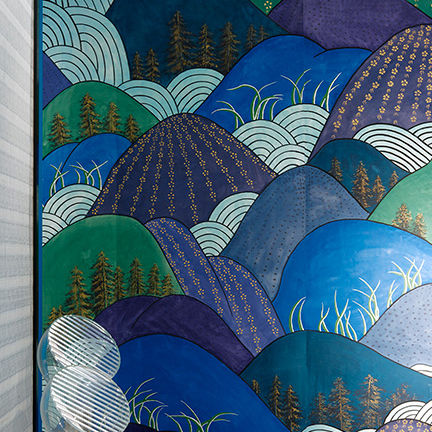 Papier peint classique - RYUKYU HILLS - DE GOURNAY - en soie / à motif nature / aspect tissu