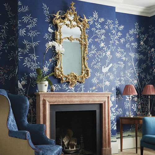 Papier peint classique - PORTMAN - DE GOURNAY - en soie / à motif animalier / chinoiserie