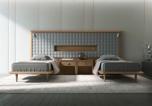 Lit double - PRESTIGE - Corazzin Group - Contract & hotel - contemporain / avec tête de lit / avec table de chevet