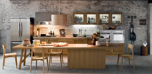 Cuisine classique - FREE-07 - Corazzin Group - Contract & hotel - en chêne / en verre / en inox