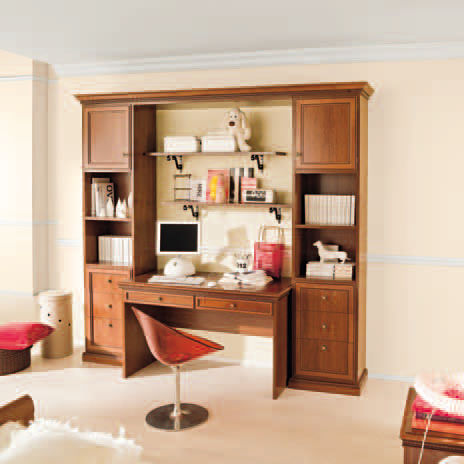 Bureau contemporain - OPERA RAGAZZI-01 - Corazzin Group - Contract & hotel - en bois / avec étagère / piétement en panneaux