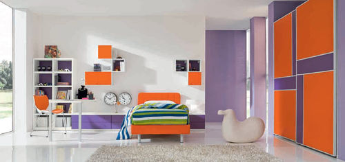 Chambre d'enfant orange - 01 - Marka Industria Mobili - pour fille