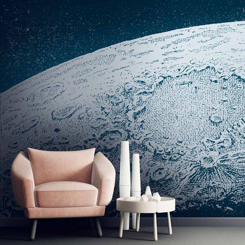 Papier peint design original - MOON MN3028 - LGD01 décor mural sur mesure - panoramique / aspect tissu / bleu