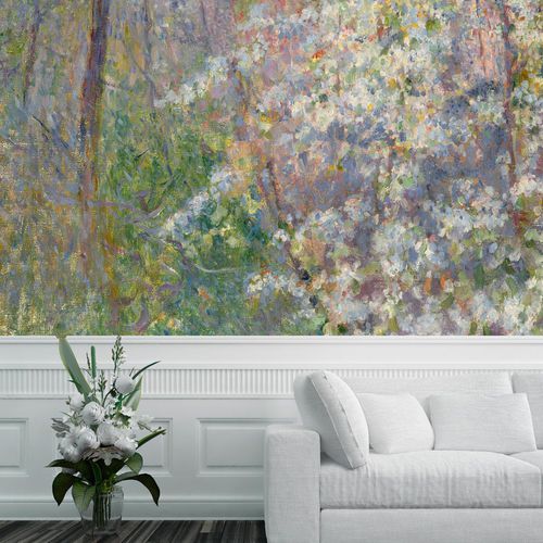 Papier peint classique - ARBRES EN FLEURS - LGD01 décor mural sur mesure - à motif nature / à motif floral / aspect tissu