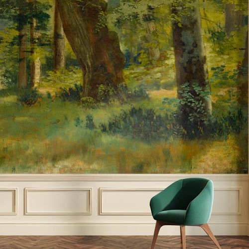 Papier peint classique - NUIT D’AMOUR DES PEINTRES - LGD01 décor mural sur mesure - à motif nature / aspect tissu / vert