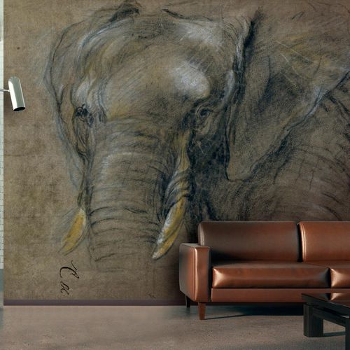 Papier peint classique - ETUDE D’UNE TÊTE D’ÉLÉPHANT - LGD01 décor mural sur mesure - à motif animalier / aspect tissu / couleur personnalisable